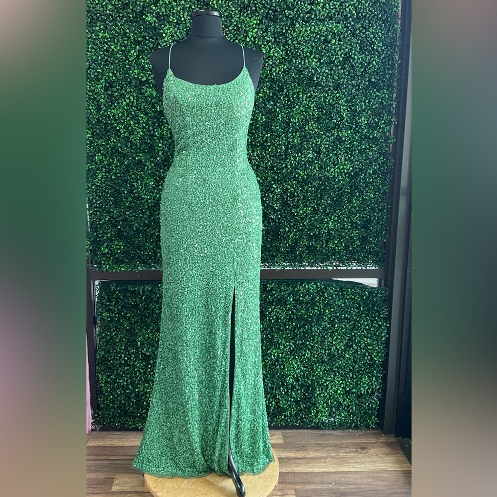 Primavera Couture Sparkling Sage Green Prom Dress